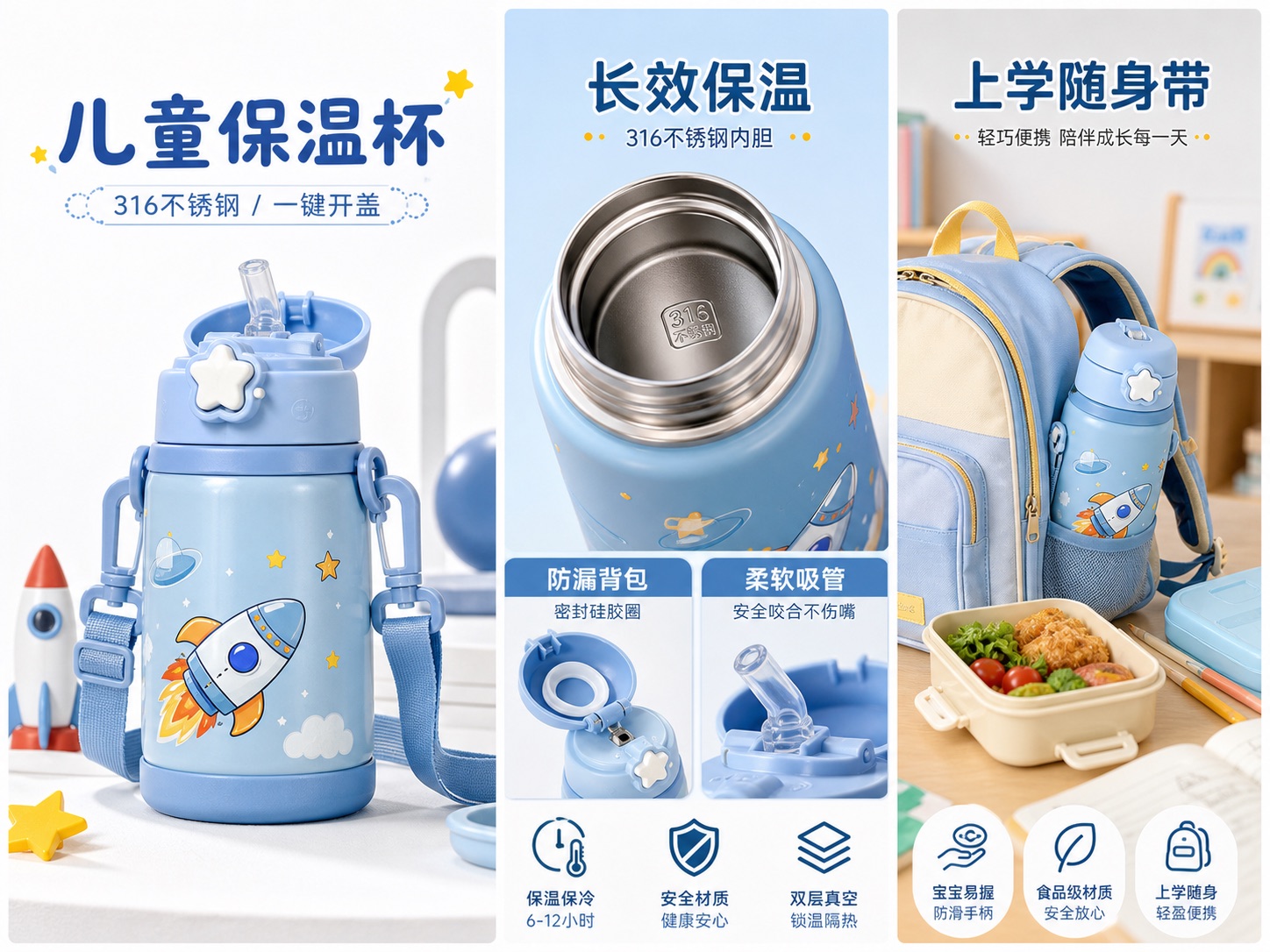 儿童保温杯京东主图和详情页案例
